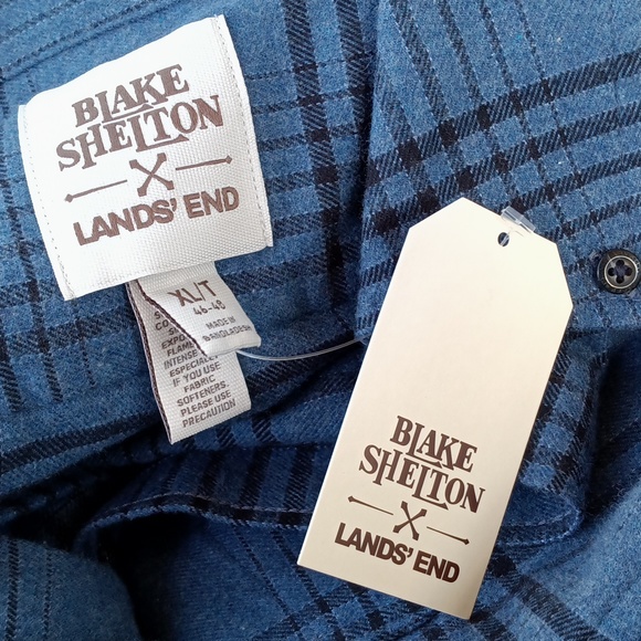 🆕Lands' End X Blake Shelton Traditional Fit Flagship Flannel Shirt Size XL Tall - Picture 4 of 8